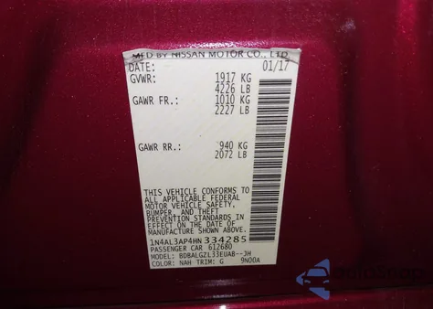 2017 Nissan Altima 2.5 from USA, damaged, VIN 1N4AL3AP4HN334285